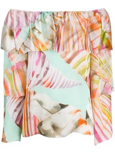 Blumarine блузка с открытыми плечами и графичным принтом