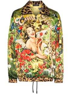 Dolce & Gabbana атласный бомбер с принтом Tropical Pin Up