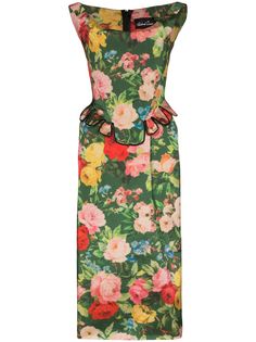 Richard Quinn платье миди с баской и цветочным принтом
