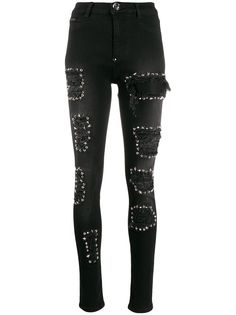 Philipp Plein джинсы Jegging с завышенной талией и заклепками