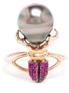 Daniela Villegas кольцо из розового золота с рубинами и жемчугом