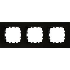 Рамка для розеток и выключателей Lexman Виктория плоская, 3 поста, цвет чёрный