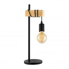 Настольная лампа Eglo «Townshend», 1хE27х60 Вт, цвет чёрный/дерево