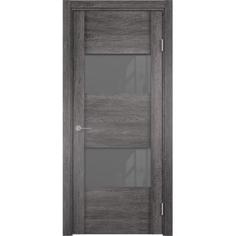 Дверь межкомнатная остеклённая с замком в комплекте Квадро 60x200 см ПВХ цвет серый Casaporte