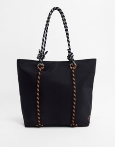 Черная сумка-тоут с ремешками из тросов ASOS DESIGN-Черный