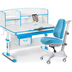 Комплект мебели (стол+полка+кресло) Mealux Evo-50 BL (Evo-50 BL + Y-528 KBL) белая столешница/ пластик голубой