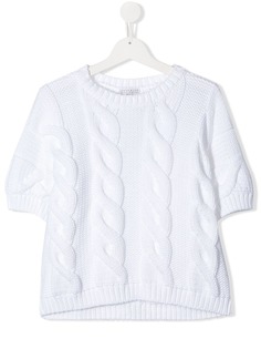 Brunello Cucinelli Kids топ фактурной вязки с короткими рукавами