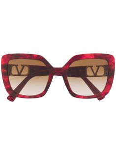 Valentino Eyewear солнцезащитные очки в квадратной оправе с логотипом VLogo