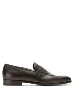 Prada block heel almond toe loafers