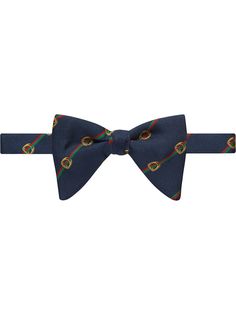 Gucci галстук-бабочка в полоску Web с принтом Stirrups