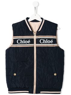 Chloé Kids дутый жилет с логотипом