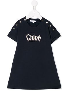 Chloé Kids платье-рубашка с логотипом