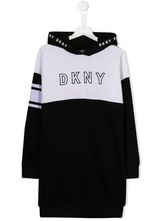 Dkny Kids платье с капюшоном и логотипом