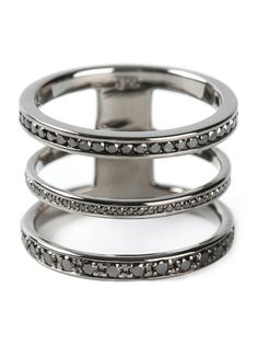 Nikos Koulis тройное кольцо с черными бриллиантами