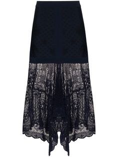 Alexander McQueen жаккардовая юбка миди с цветочным узором и кружевом