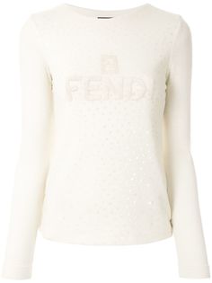 Fendi Pre-Owned джемпер с логотипом и пайетками