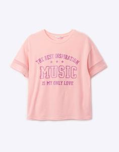 Розовая футболка с надписями для девочки Gloria Jeans