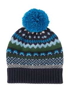 Familiar patterned pompom beanie