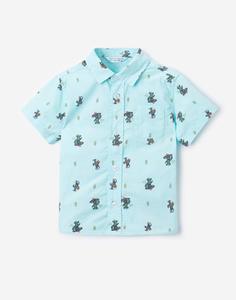 Бирюзовая рубашка с кактусами для мальчика Gloria Jeans