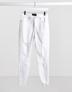 Белые рваные джинсы скинни до щиколотки с необработанными краями SikSilk-Белый