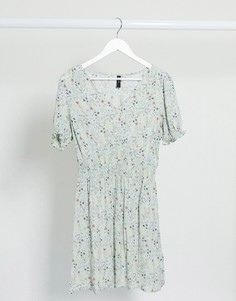 Платье мини с цветочным принтом и присборенным поясом Y.A.S-Многоцветный