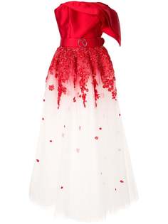 Saiid Kobeisy расклешенное платье с цветочной вышивкой