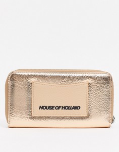 Золотистый кошелек на молнии House of Holland-Золотой