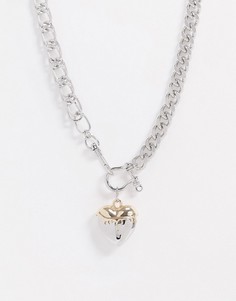 Ожерелье с подвеской-сердечком ASOS DESIGN-Мульти