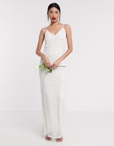 Платье макси с декоративной отделкой Beauut Bridal-Белый