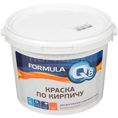 Краска водоэмульсионная Formula Q8 по кирпичу фасадная синяя, 2.4 кг