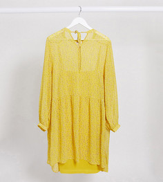 Желтое шифоновое платье мини с цветочным принтом и завязкой Only Curve-Многоцветный