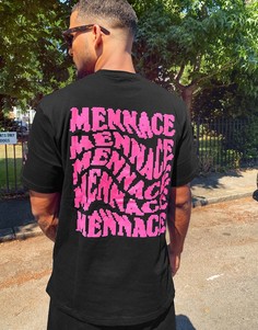 Черная футболка с логотипом и надписью "video exchange" Mennace-Черный цвет