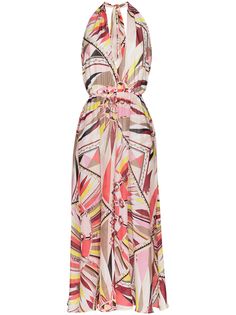 Emilio Pucci платье миди с вырезом халтер с графичным принтом