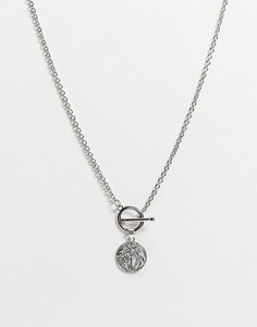 Серебристое ожерелье-цепочка с диском DesignB-Серебристый
