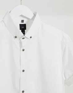 Белая обтягивающая рубашка с короткими рукавами River Island-Белый
