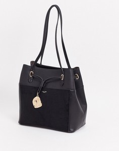 Черная сумка-тоут с контрастным карманом из искусственной замши Luella Grey-Черный