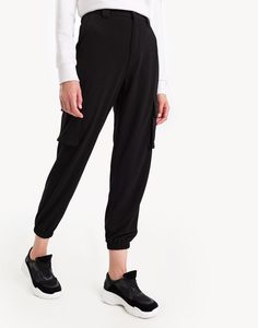 Чёрные зауженные брюки-карго Gloria Jeans