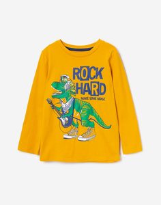 Жёлтый лонгслив с динозавром для мальчика Gloria Jeans