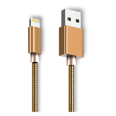 Кабель Ginzzu GC-556G, Lightning (m) - USB (m), 1м, в оплетке, 2A, золотистый