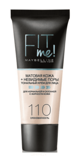 Maybelline, Тональный крем для лица "Fit Me", 30 мл (12 оттенков), 110 слоновая кость (матирующий, скрывающий поры)30 мл ГОДЕН ДО 12/20