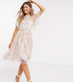 Платье мини с цветочным принтом и отделкой на лифе Needle & Thread-Мульти