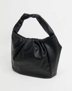 Черная присборенная сумка-тоут с узелком ASOS DESIGN-Черный