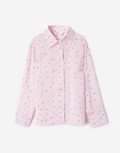 Розовая рубашка с цветочным принтом для девочки Gloria Jeans