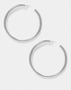 Серебристые толстые серьги-кольца 60 мм ASOS DESIGN-Серебряный