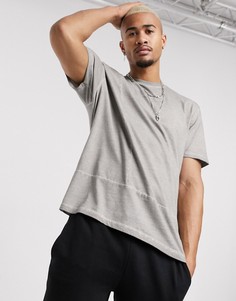 ASOS Unrvlld Supply relaxed t-shirt with Unrvlld Supply logo and panelling in oil wash-Серый