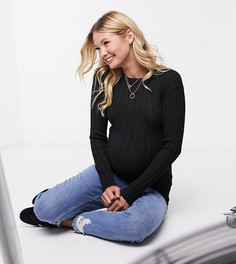 Джемпер в рубчик с круглым вырезом ASOS DESIGN Maternity-Черный цвет