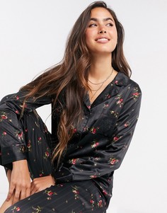 Черная пижама с цветочным принтом LAUREN by Ralph Lauren-Черный