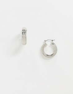 Серебристые серьги-кольца с отделкой ASOS DESIGN-Серебряный