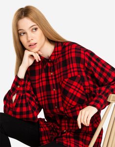 Клетчатая рубашка oversize с разрезами Gloria Jeans