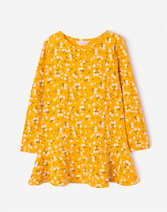 Жёлтое платье с цветочным принтом для девочки Gloria Jeans